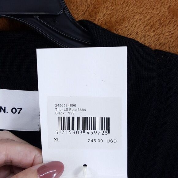 NN07 Sweater Mens XL Black Button Up Cardigan Knit Wool Blend THOR POLO $245 - Picture 3 of 8